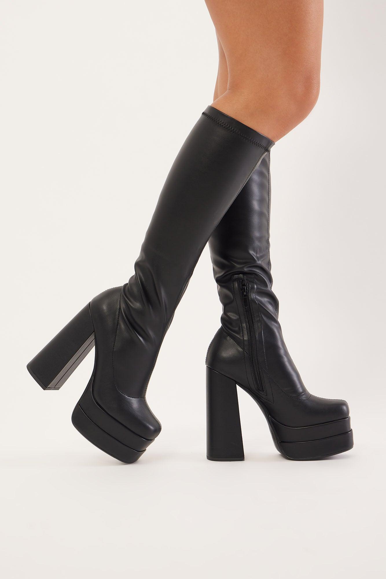 Dayton Platform Boots - Black Product Image