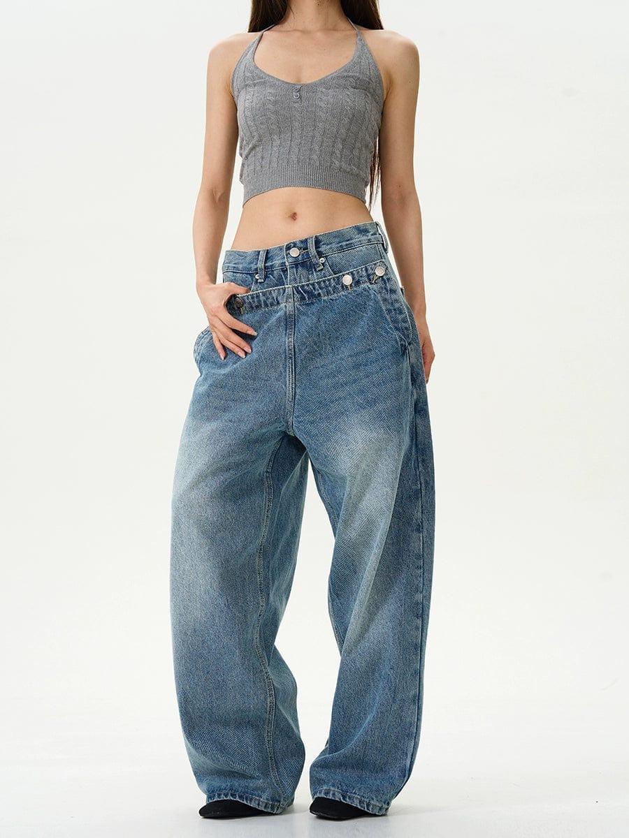 RT No. 12157 DOUBLE WAIST DENIM JEANS Product Image