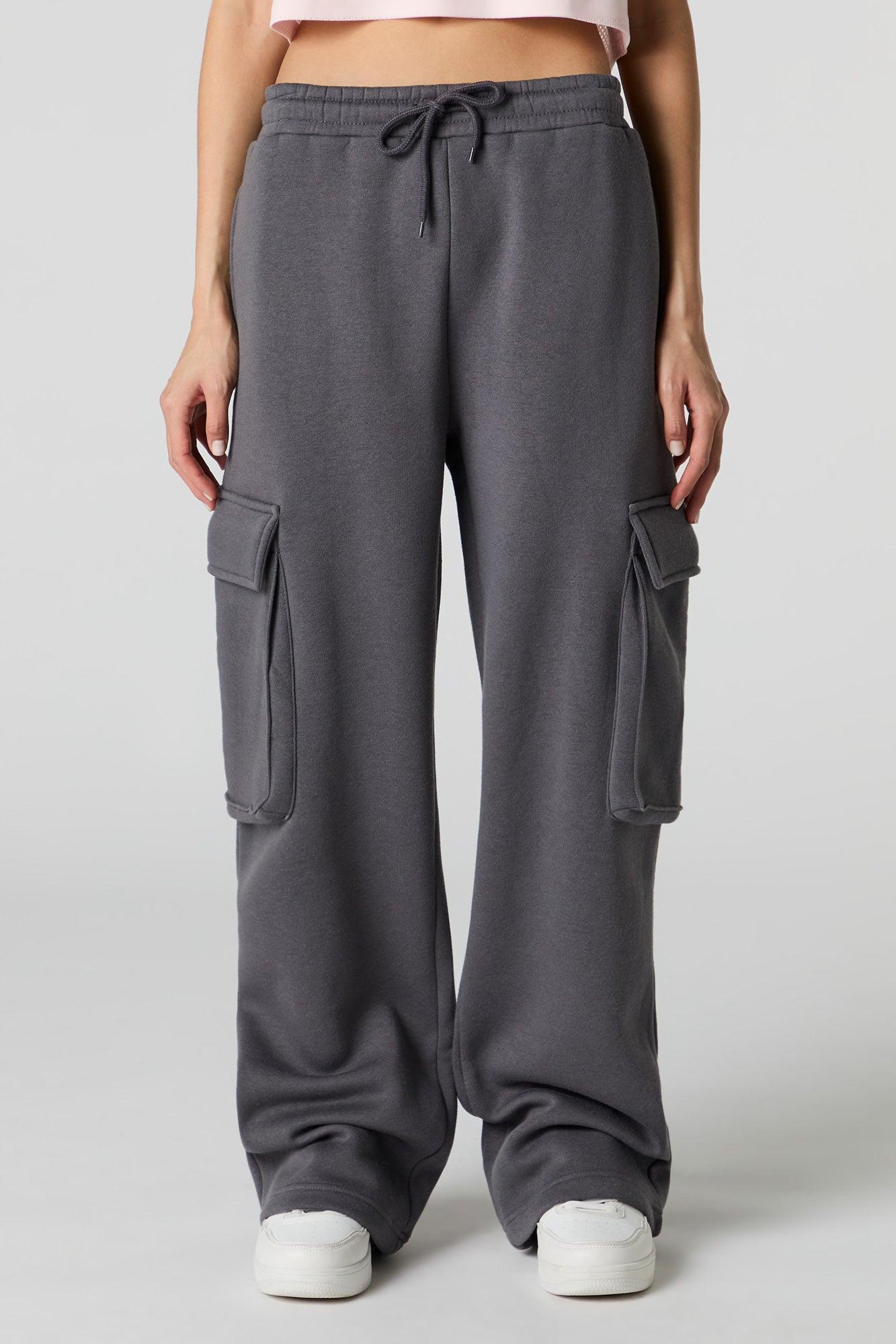 Fleece Wide Leg Cargo Sweatpant Female Product Image