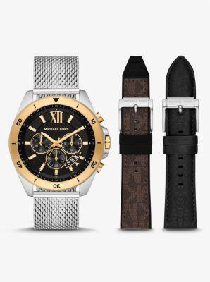 Oversized Brecken Two-Tone Mesh Watch Gift Set Product Image