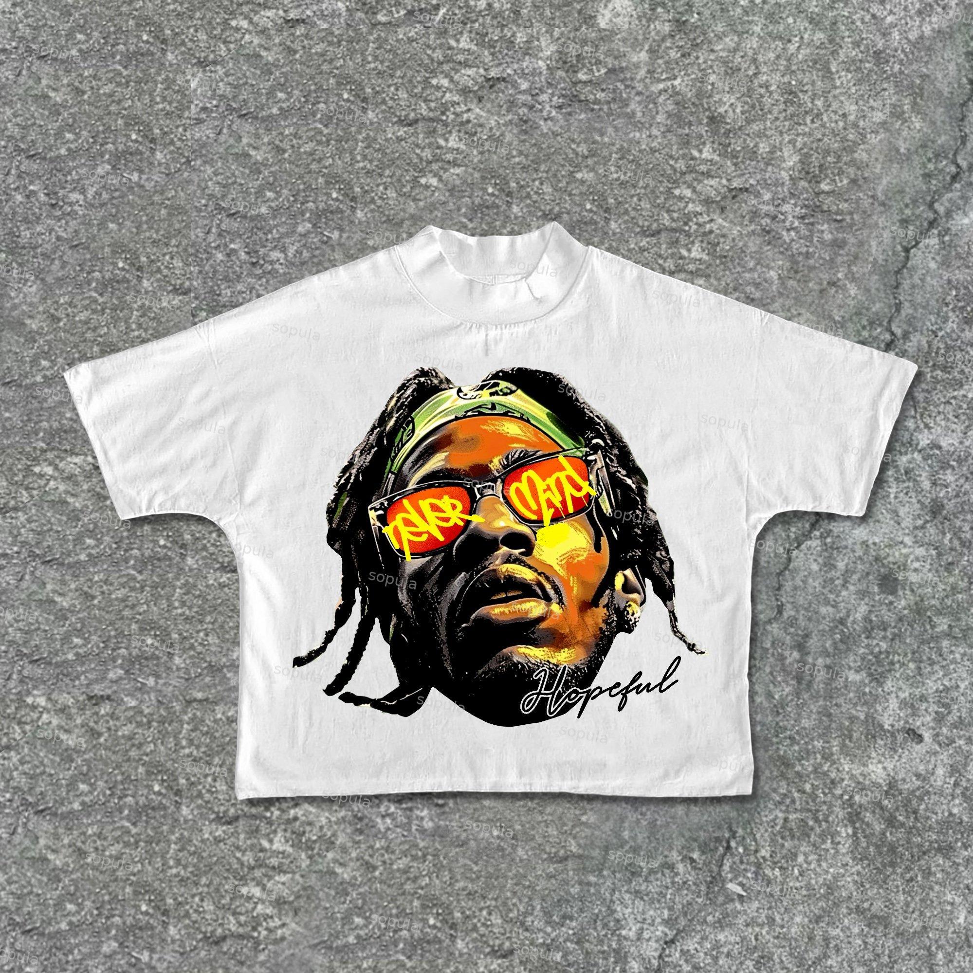Sopula Don't Mind Street Fashion Color Male Head Graphics Cotton Cropped T-Shirts Product Image