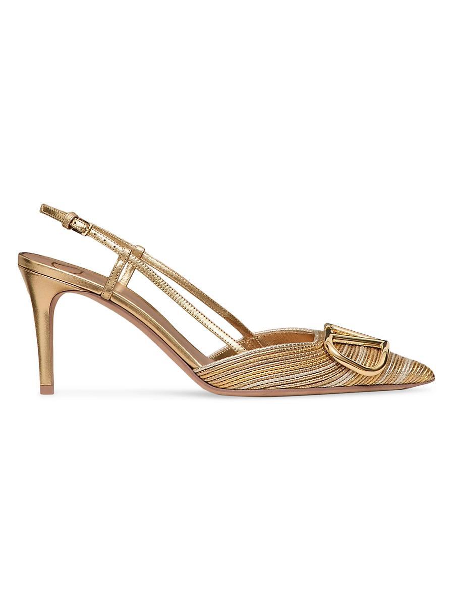 Womens VLogo Signature Metallic Slingback Pumps 80MM Product Image