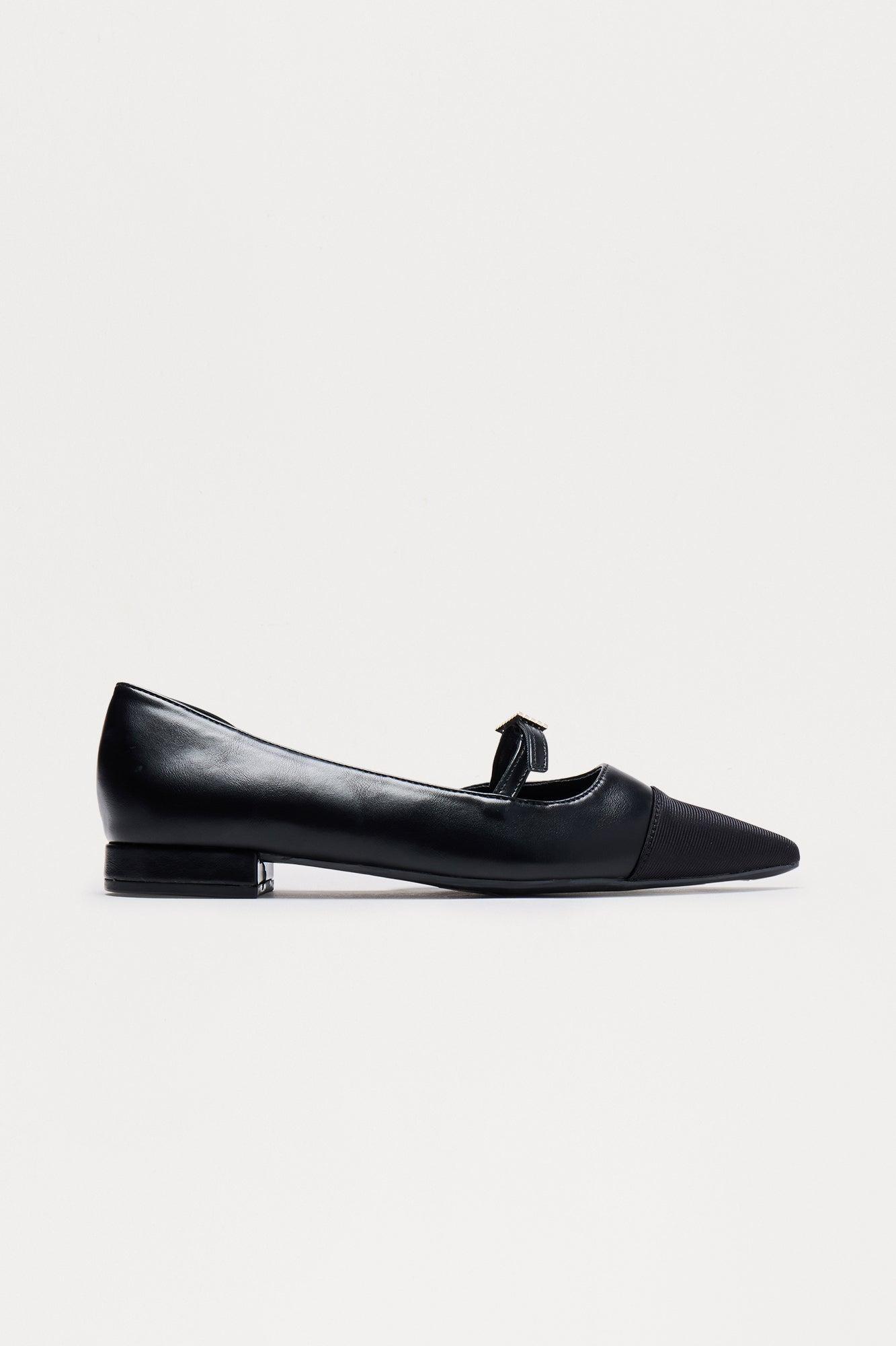 Dray Rhinestone Buckle Ballet Flats - Black Product Image