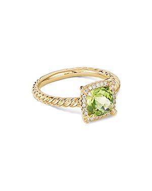David Yurman Petite Chatelaine Pave Bezel Ring in 18K Yellow Gold with Peridot and Diamonds Product Image