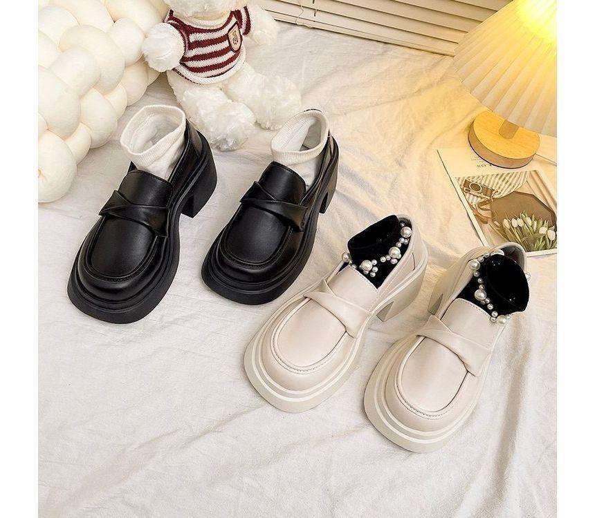 Platform Chunky Heel Loafers Product Image