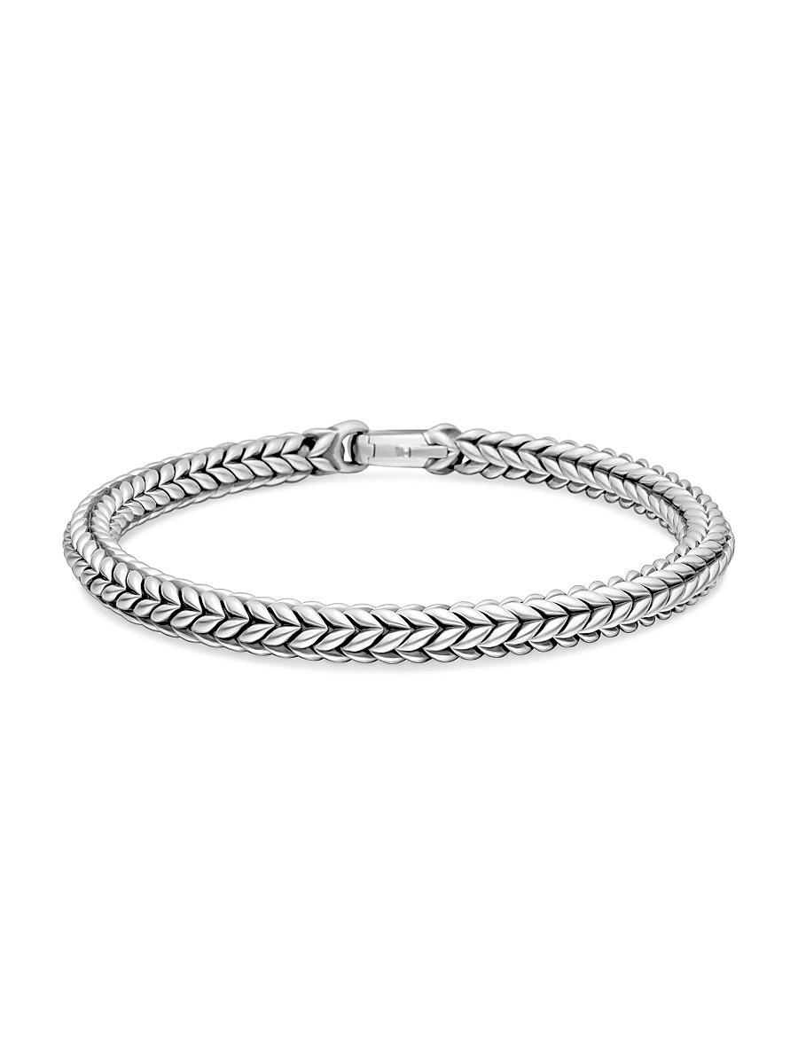 Mens Chevron Bead Bracelet in Sterling Silver, 6mm Product Image