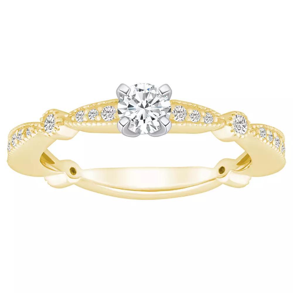 Alyson Layne 14k Gold 1/2 Carat T.W. Diamond Round Cut Scalloped Band Engagement Ring, Women's, Size: 9, 14k Two Tone Gold Product Image