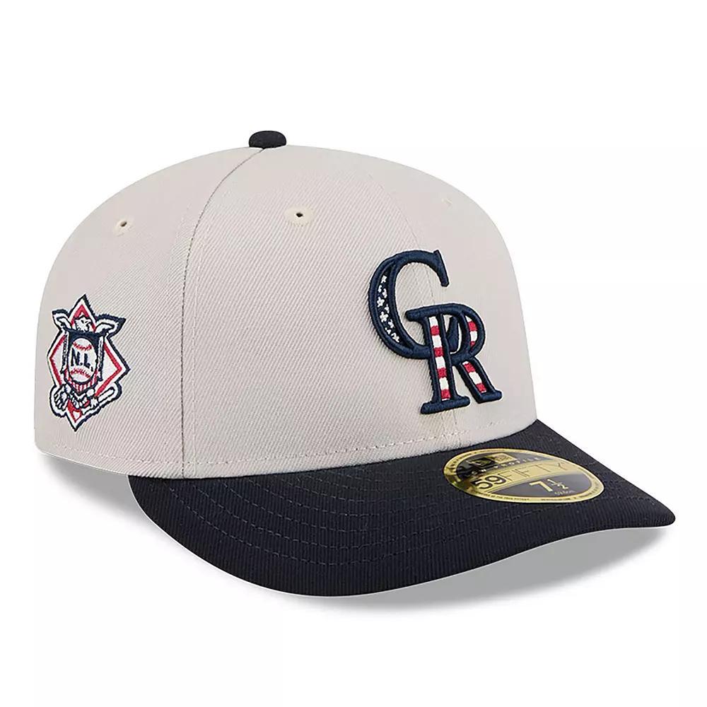 Men's New Era  Khaki/Black Colorado Rockies 2024 Fourth of July Low Profile 59FIFTY Fitted Hat, Size: 8, Beig K Product Image