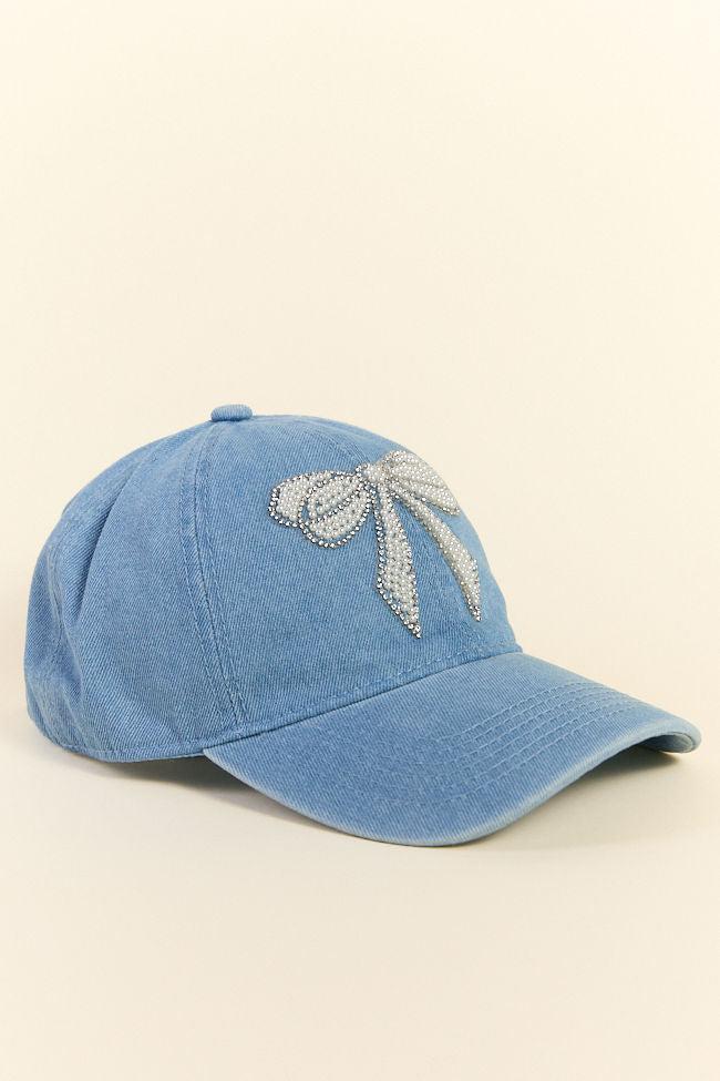 Denim Pearl Bow Hat Product Image