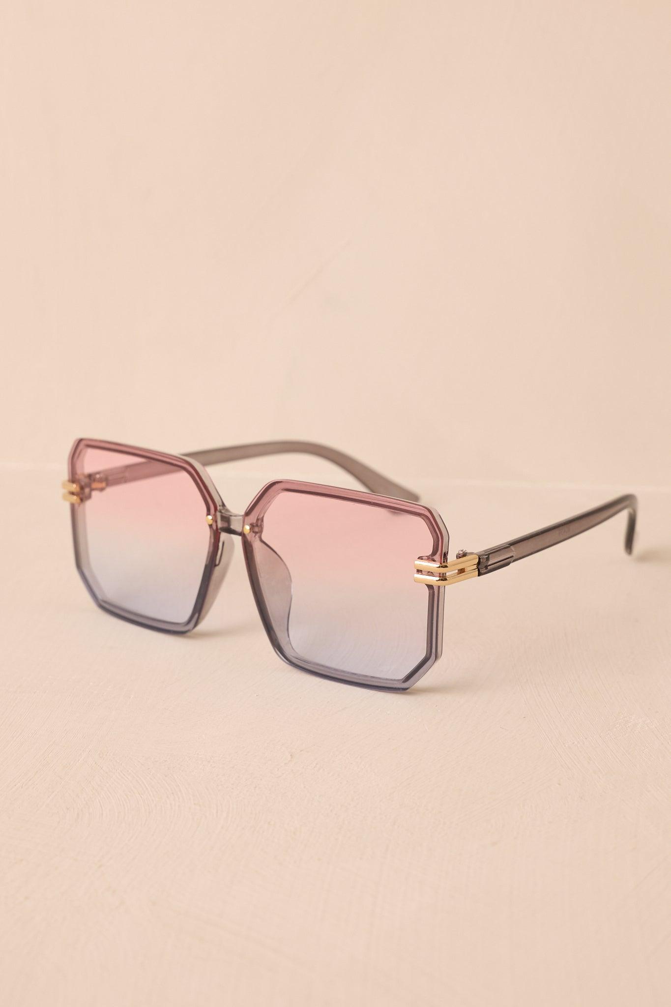 Glistening Lights Pink & Blue Square Sunglasses Product Image