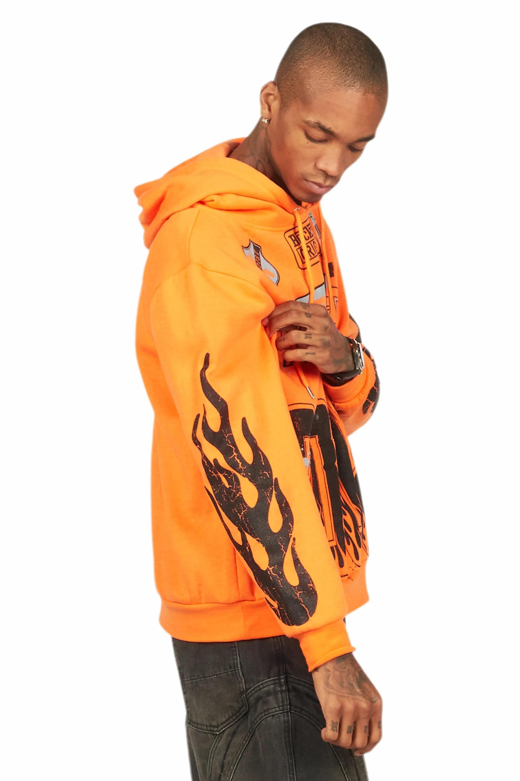 Amos Orange Graphic Hoodie Male Product Image