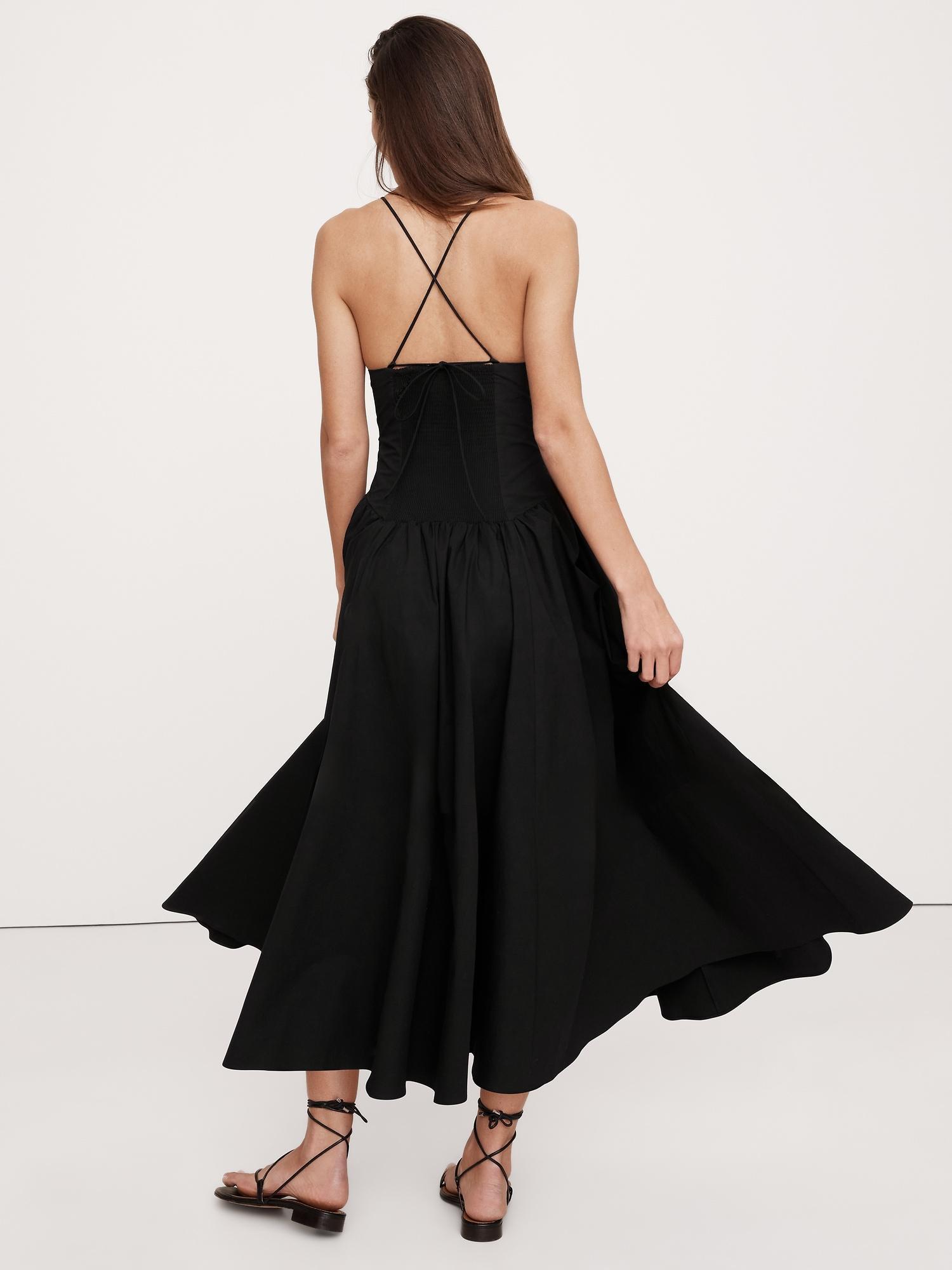 Stretch-Cotton Poplin Long Midi Dress Product Image