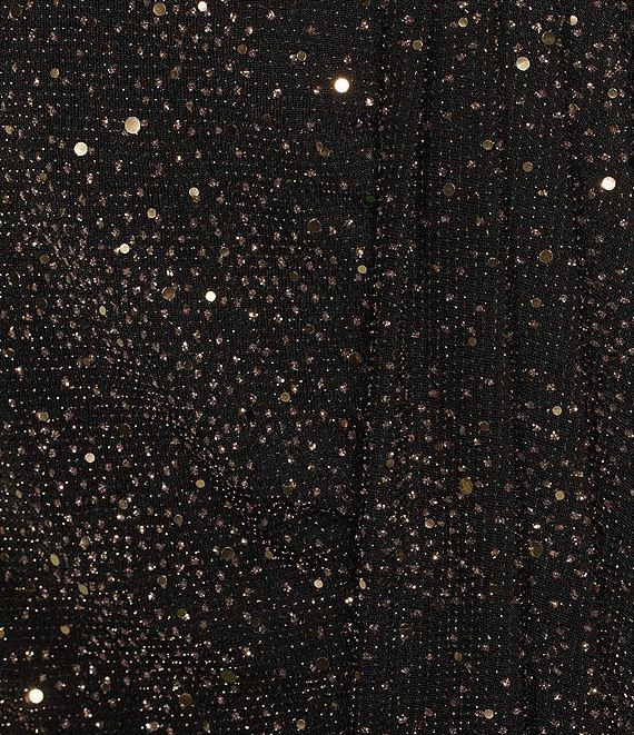 Alex Marie Milly Glitter Knit Surplice V-Neck Long Blouson Sleeve Wrap Bodycon Mini Dress Product Image