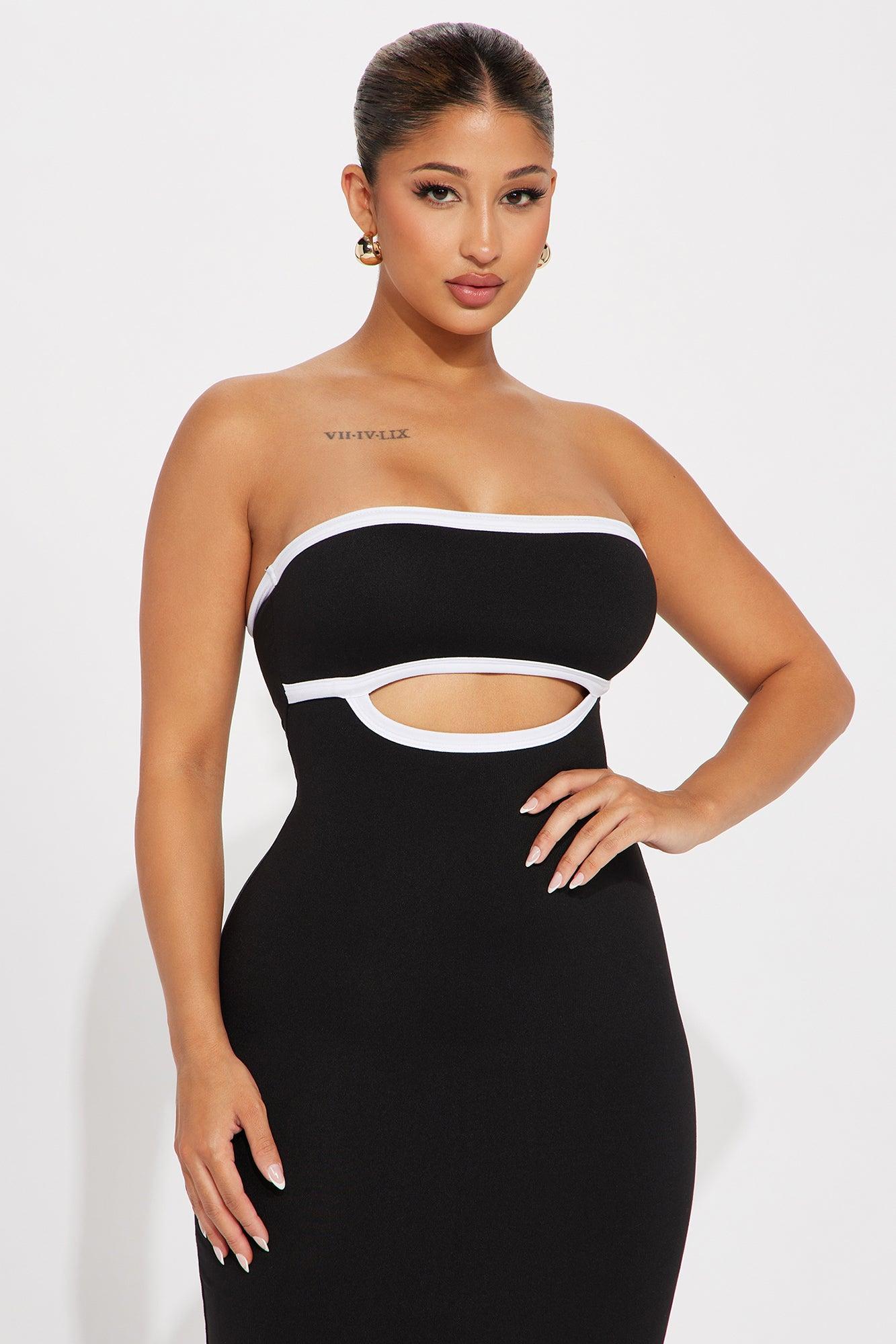 Madison Cut Out Midi Dress - Black/White Product Image