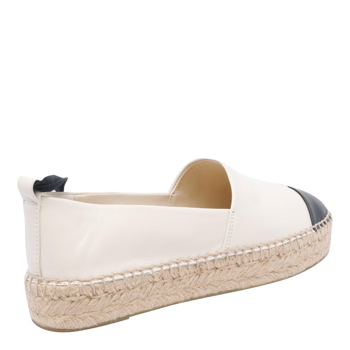 TORY BURCH White Espadrilles With Metallic Logo On The Front And Ankle Strap In Leather Woman Product Image