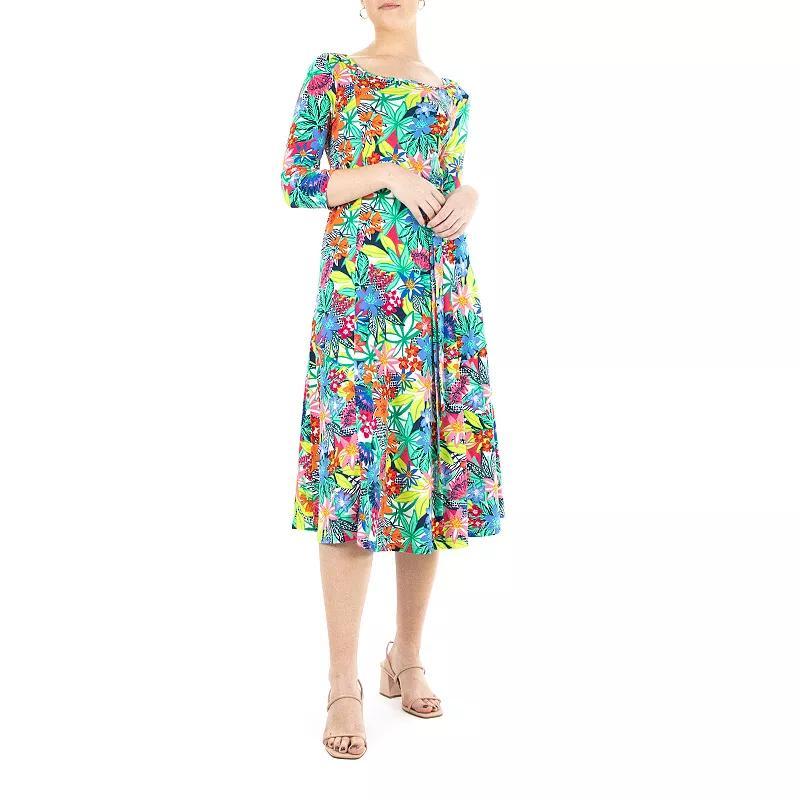 Womens Nina Leonard Sylvia Print Midi Dress Product Image