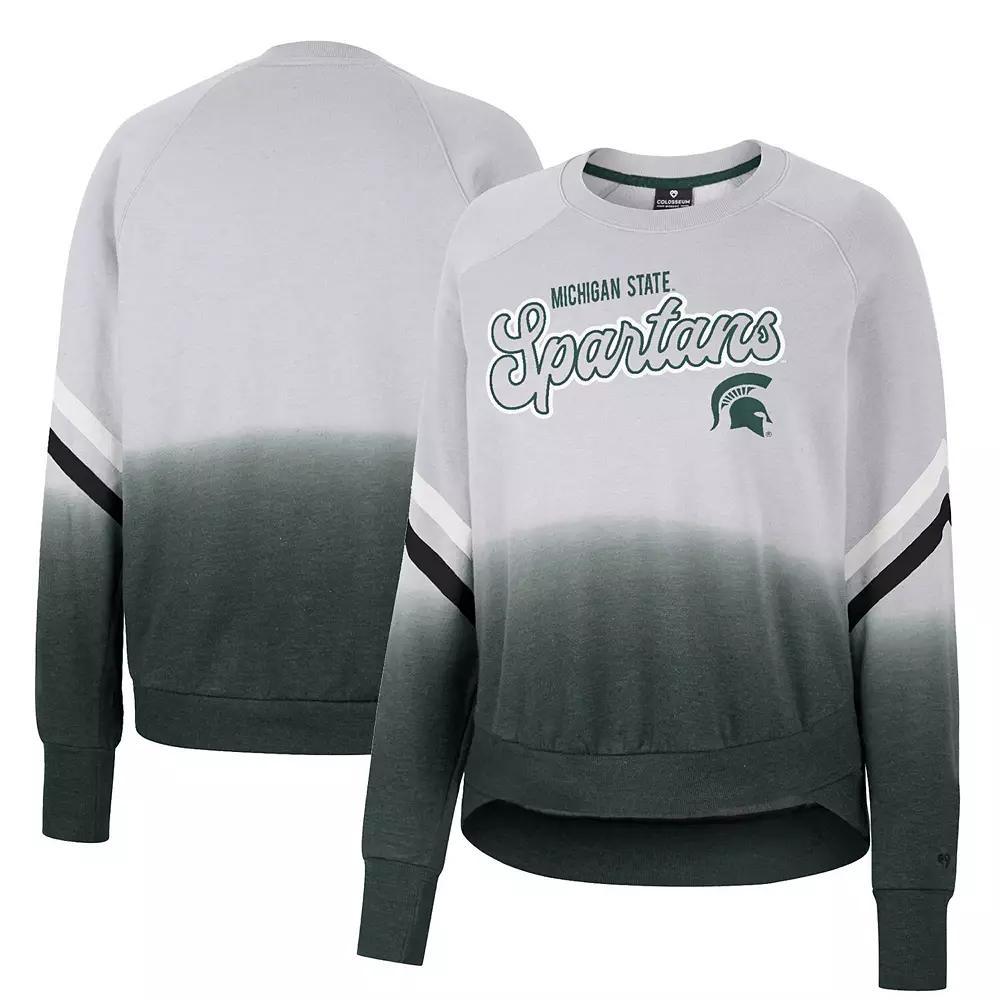Women's Colosseum Gray Michigan State Spartans Cue Cards Dip-Dye Raglan Pullover Sweatshirt, Size: Small, Grey Product Image