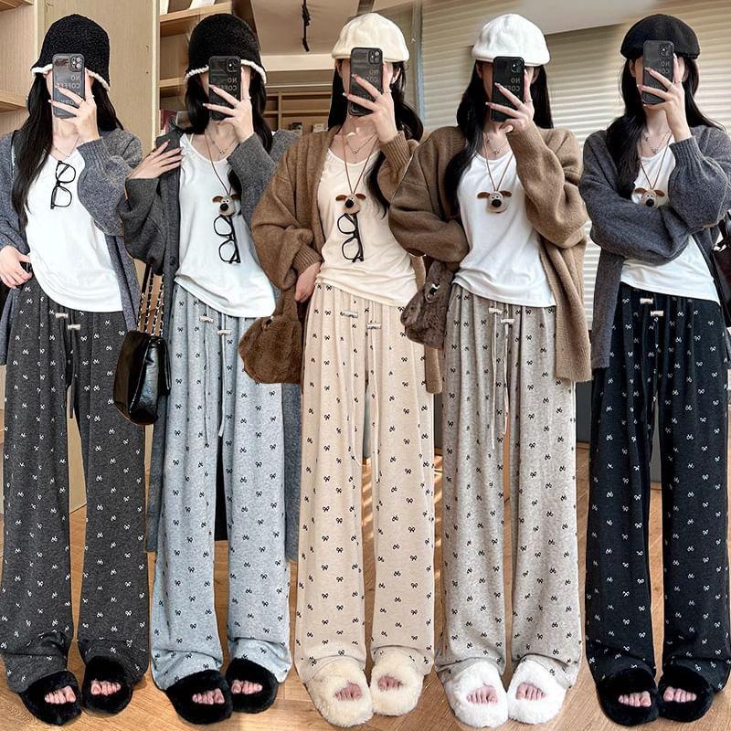 Maternity Bow Print Wide Leg Pants Product Image