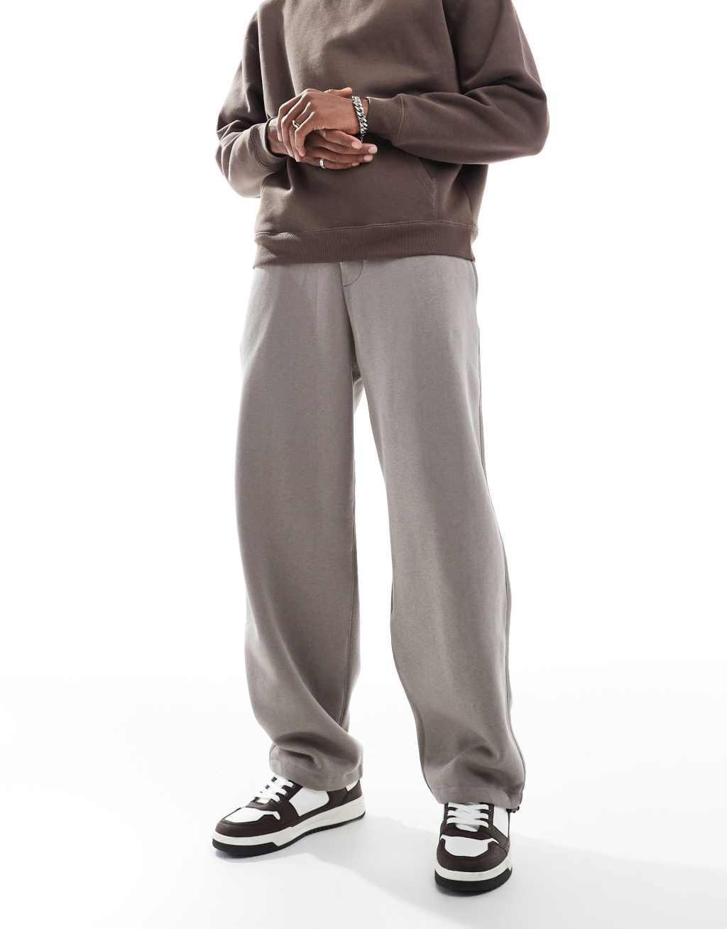 Bershka balloon fit sweatpants in taupe Product Image