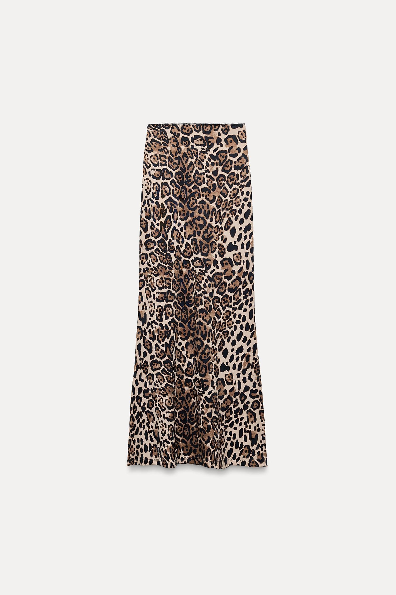 LONG ANIMAL PRINT POLYAMIDE SKIRT Product Image