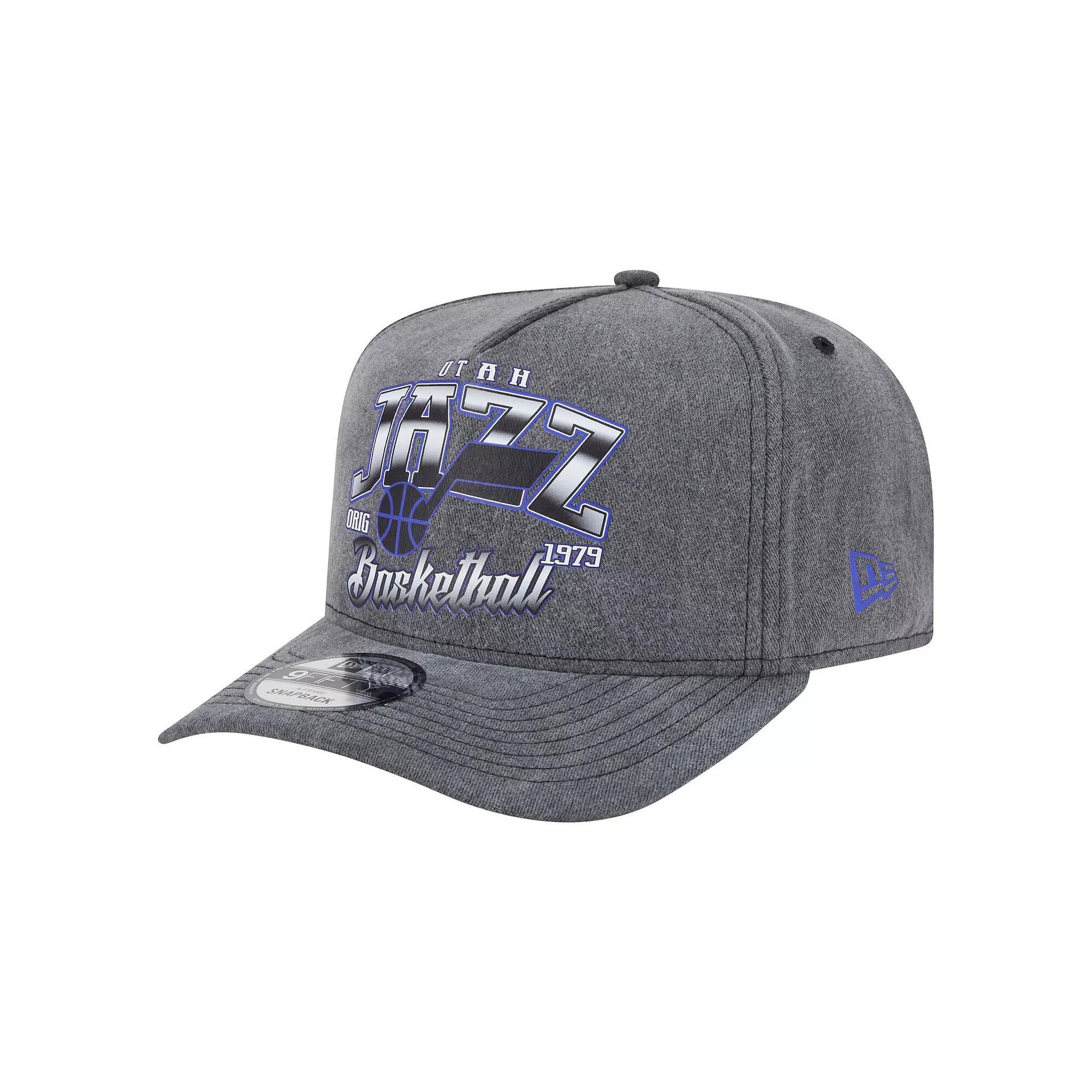 Men's New Era  Charcoal Utah Jazz Throwback Washed Pre-Curved 9FIFTY Snapback Hat, Jaz Charco Product Image