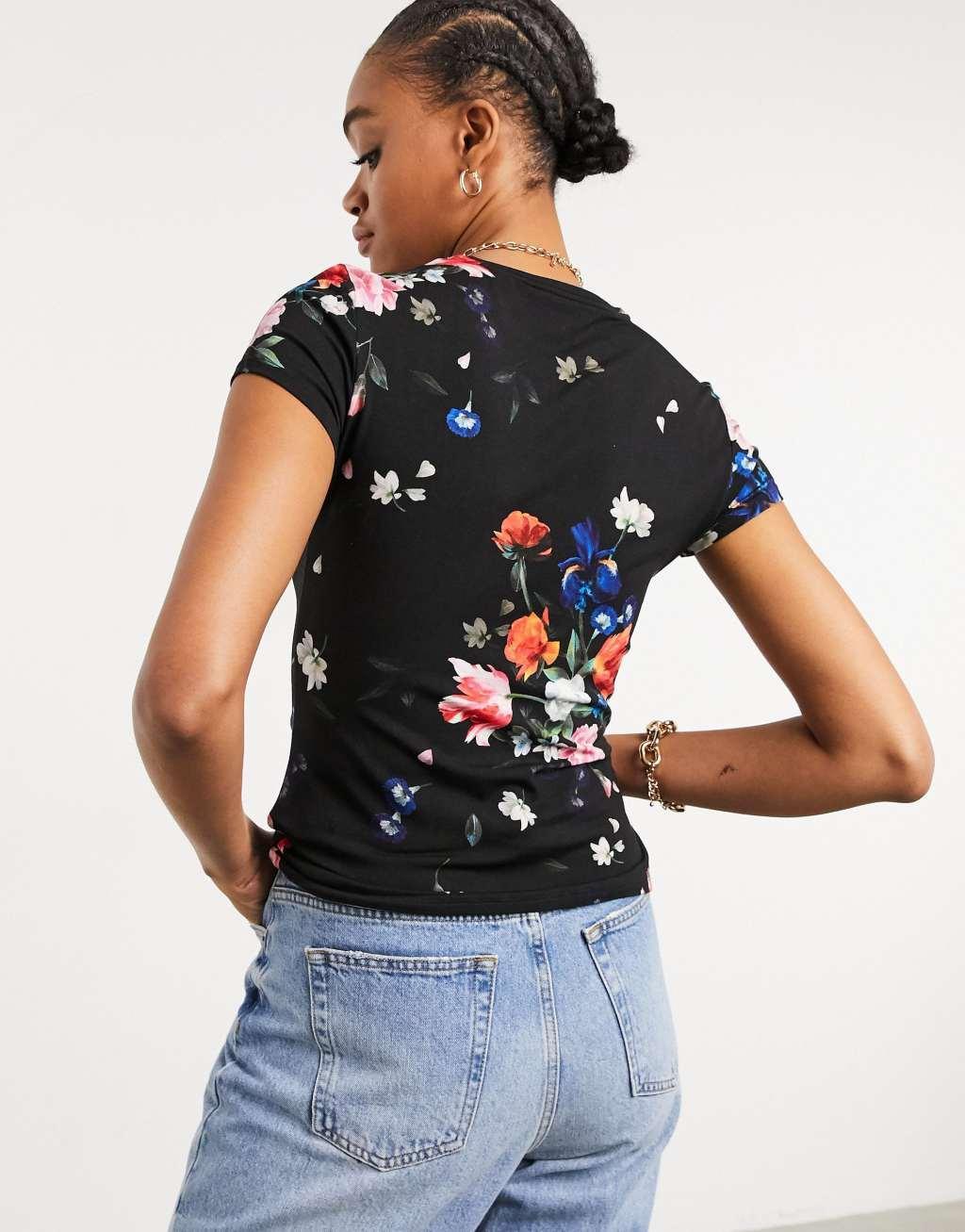 Ted Baker Periie sandalwood floral jersey fitted tee Product Image