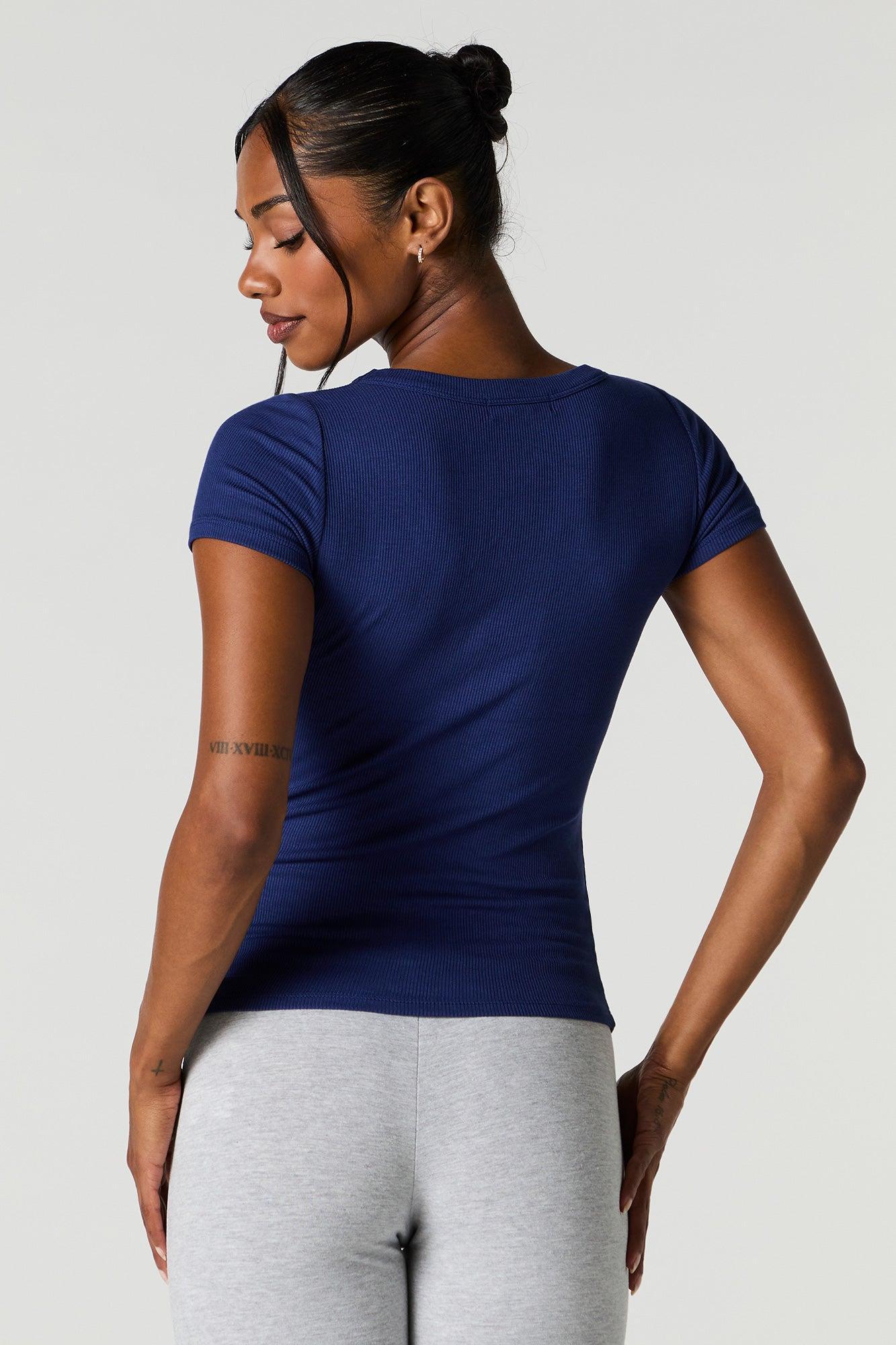 Ribbed Scoop Neck T-Shirt Female Product Image