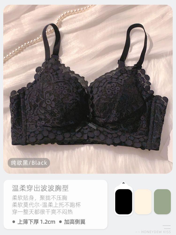 Bow Lace Wireless Bra / Panty / Set Product Image