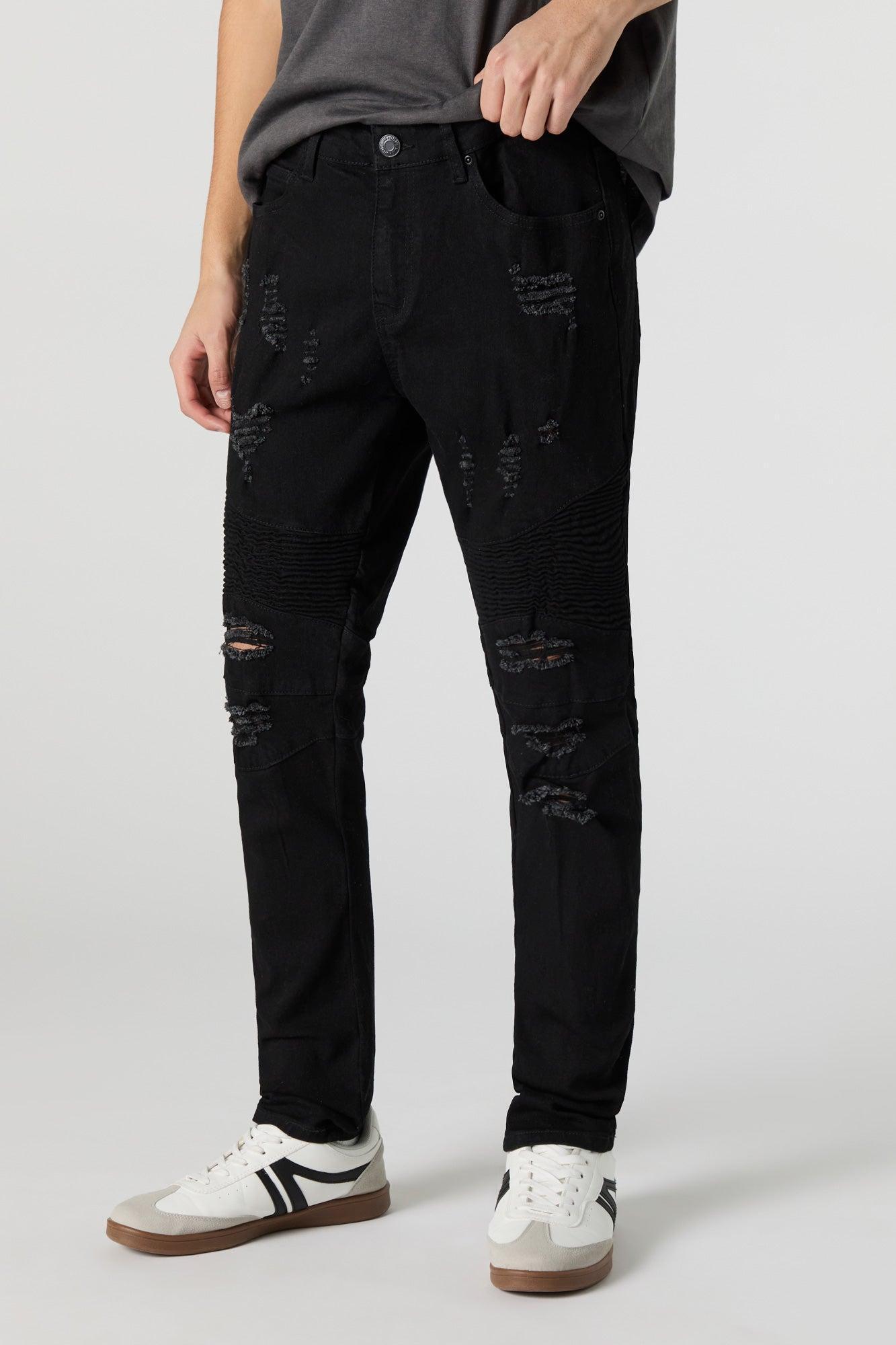 Distressed Moto Skinny Jean Male Product Image