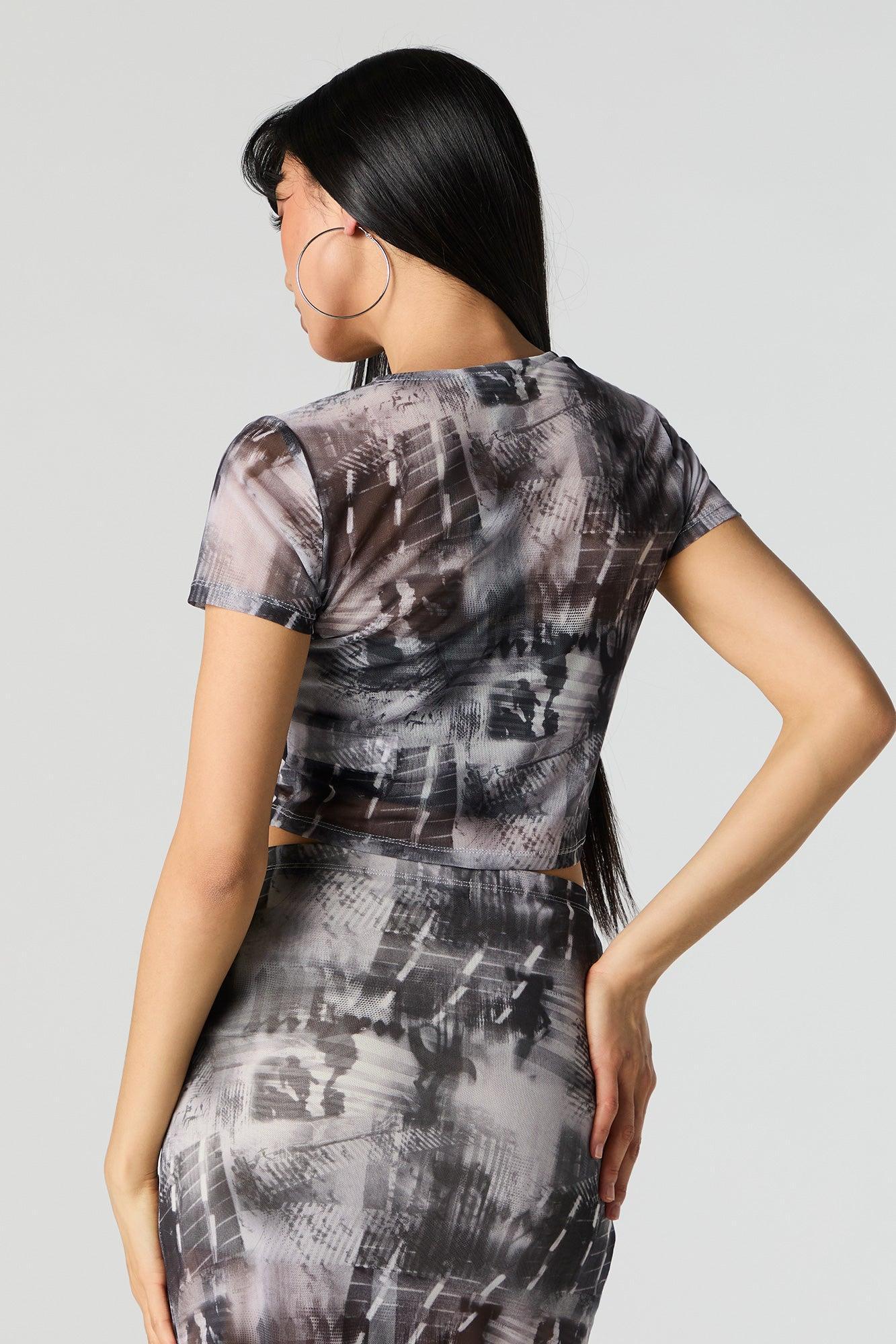 Abstract Mesh Cropped T-Shirt Female Product Image