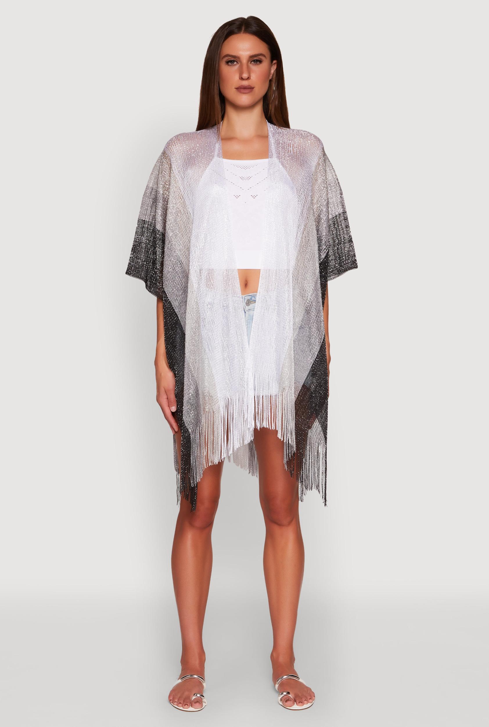 Trendy Fringe Hem Ombre Lurex Cover Up Female Product Image