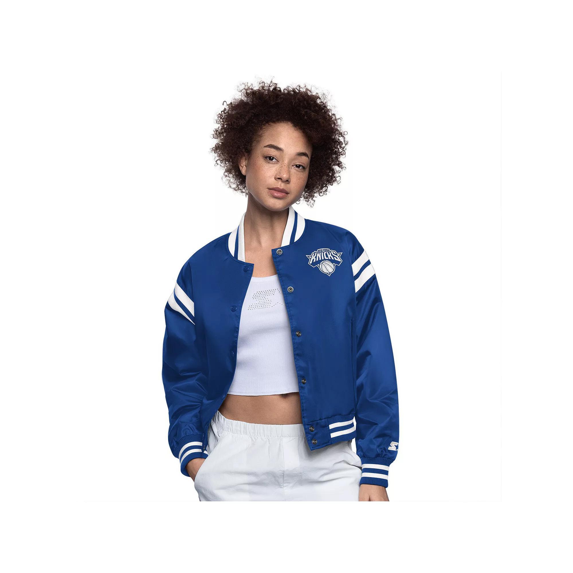 Women's Starter  Navy Atlanta Braves Full Count Full-Snap Varsity Jacket, Size: XS, Blue Product Image