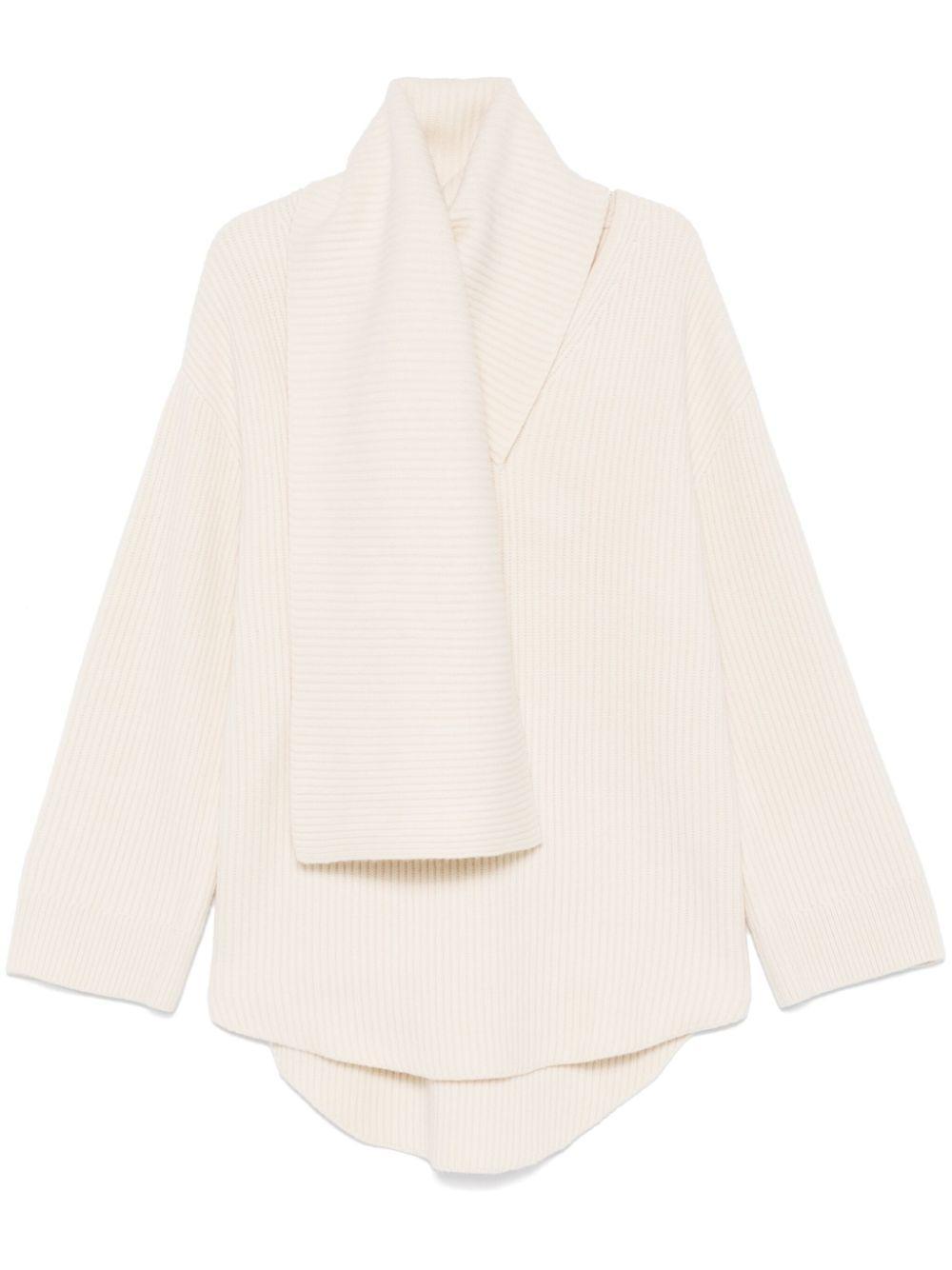 attached-scarf sweater Product Image