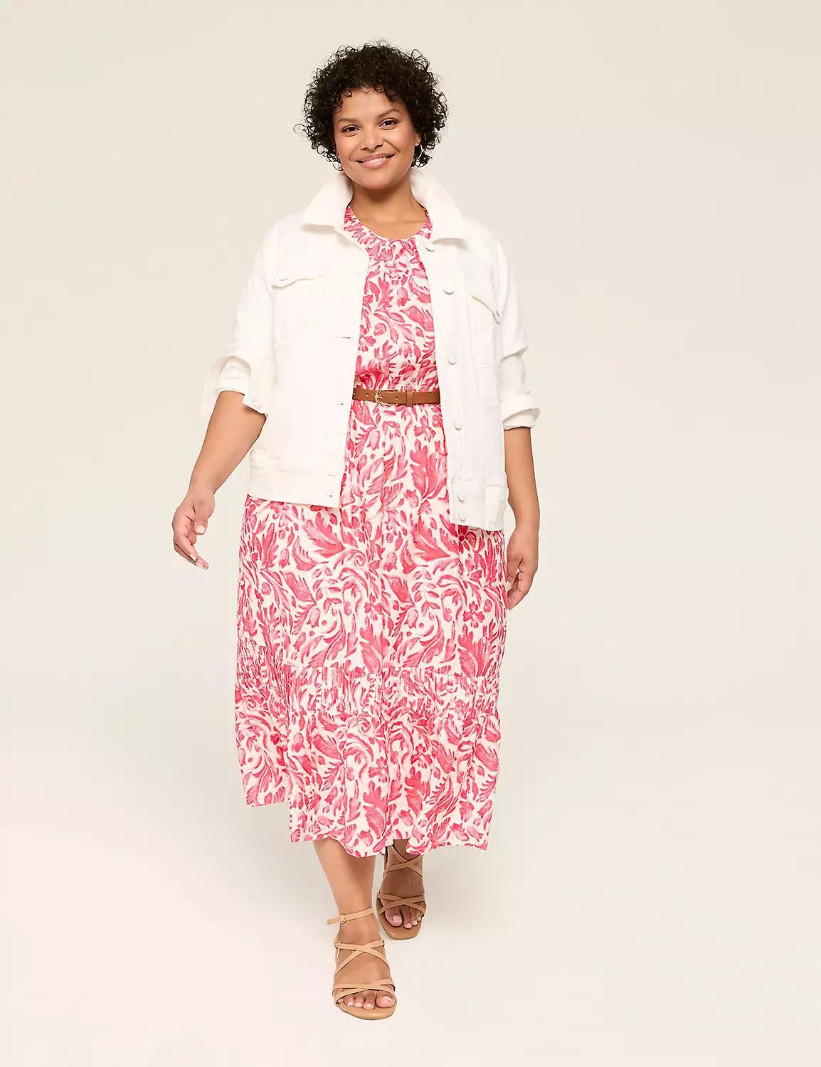 Flutter-Sleeve Pin-Tuck Sleeve Midi Dress Product Image