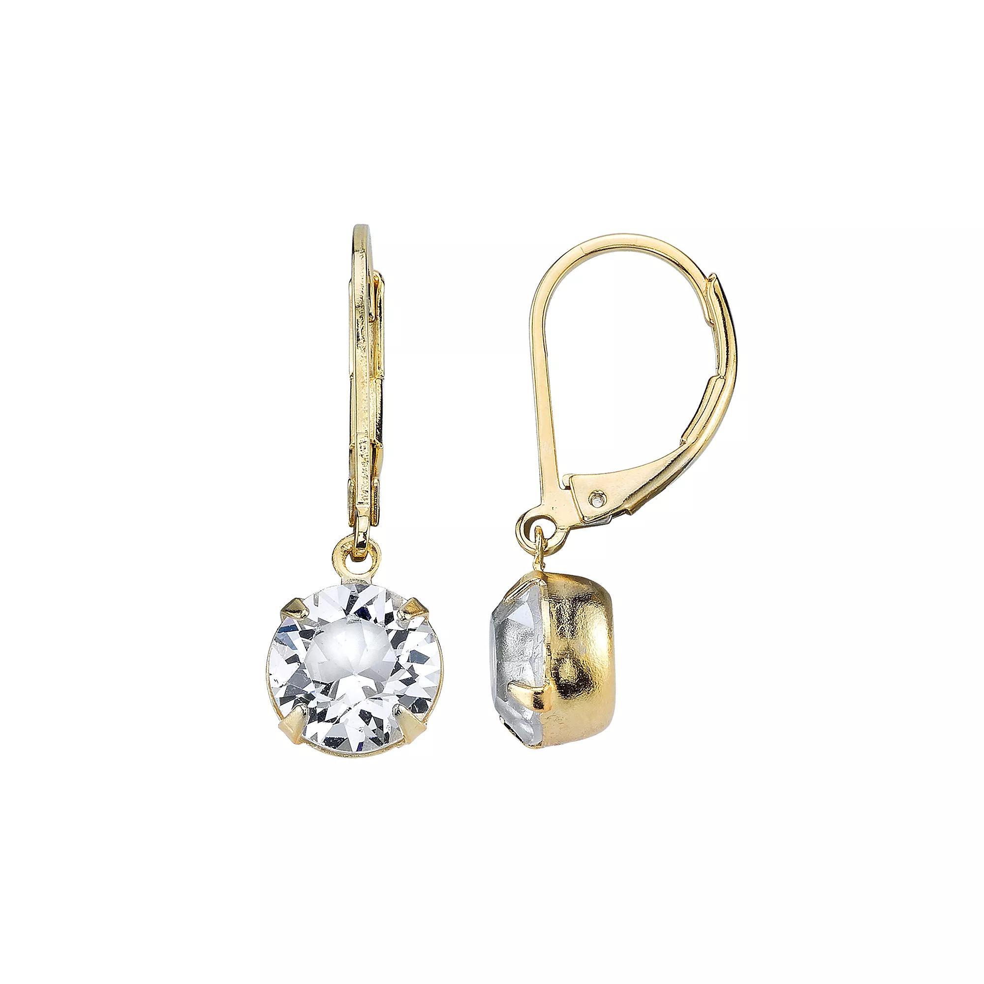 1928 Crystal Double Drop Earrings, Womens, Gold Tone Product Image