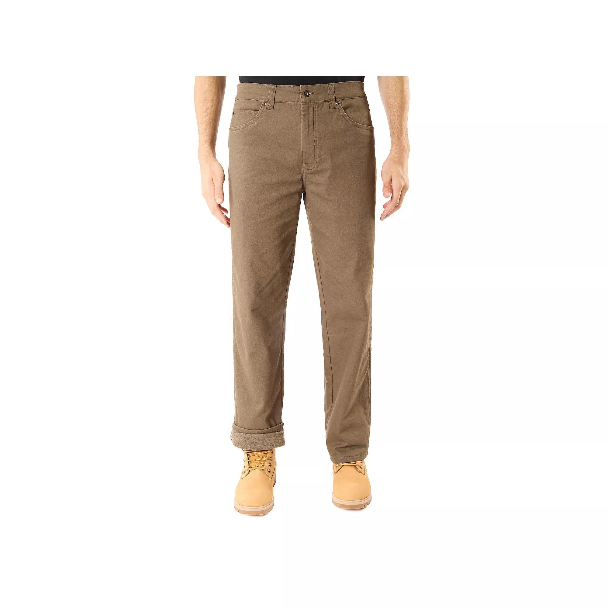 Men's Smith's Workwear Stretch Fleece-Lined Canvas 5-Pocket Pants, Size: 42X30, Green Product Image