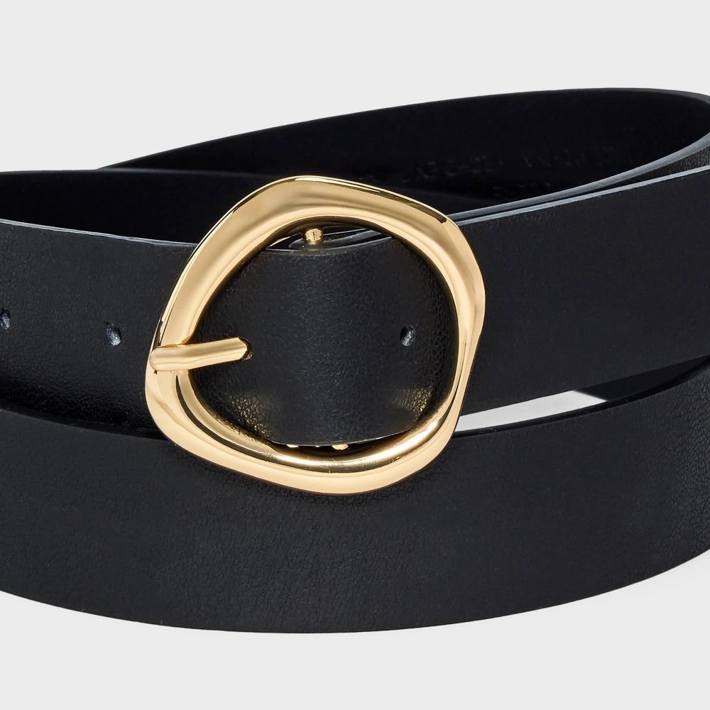 Womens Round Sculptural Buckle Belt - A New Day XL: Solid Pattern, 48 Length Product Image
