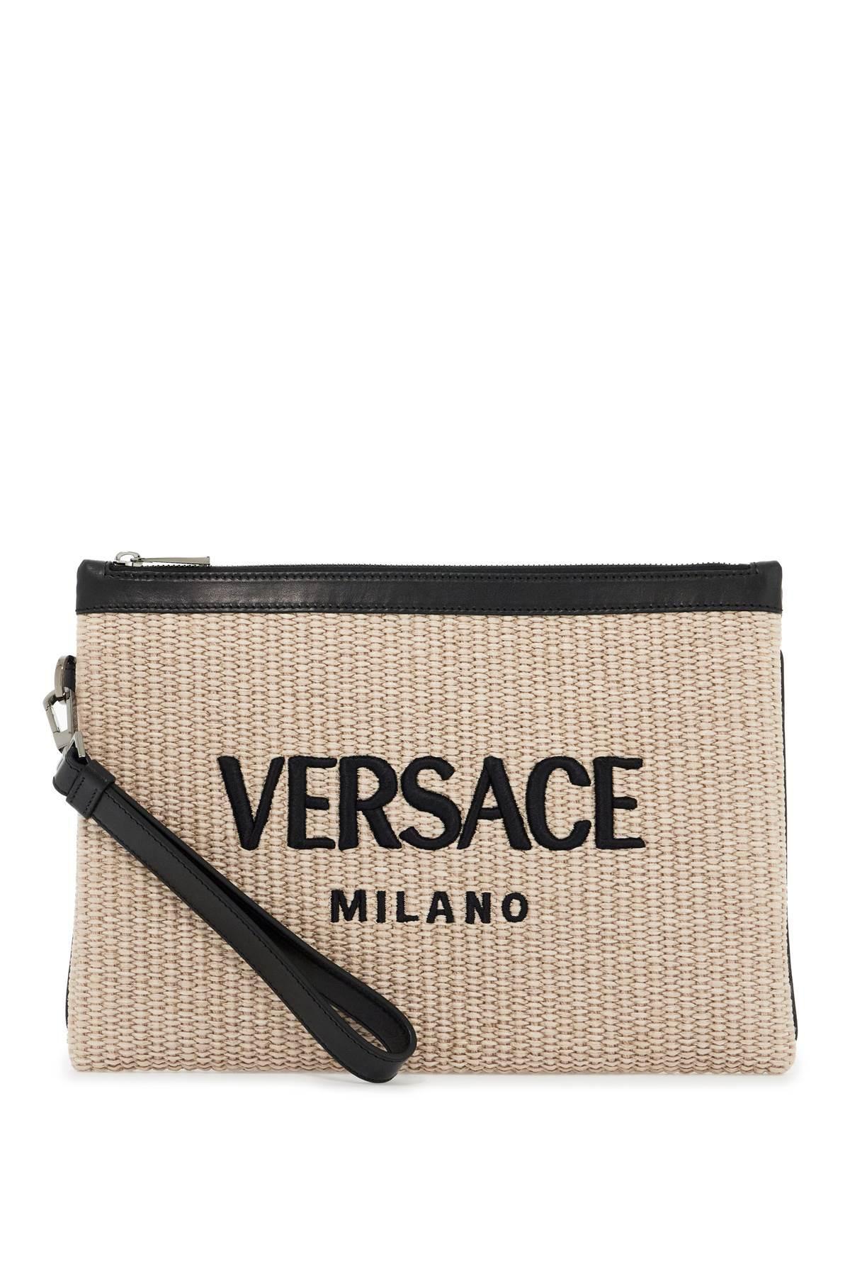 VERSACE Raffia Pouch For In Black Product Image