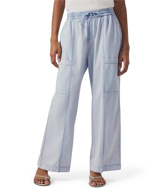 Splendid Indigo Knit Stripe Print Mid Rise Cargo Pants Product Image