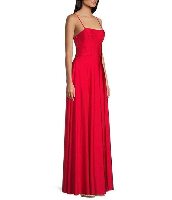 City Vibe Spaghetti Strap Straight Neck Corset A-Line Dress Product Image