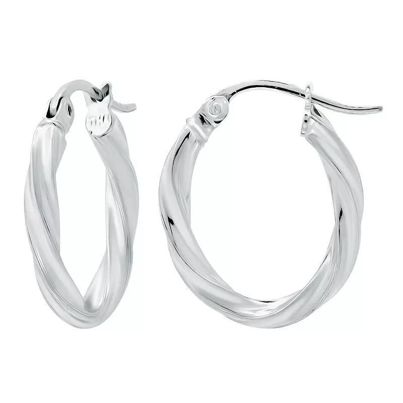 Aleure Precioso Sterling Silver Oval Twist Hoop Earrings, Womens Gold Tone Product Image