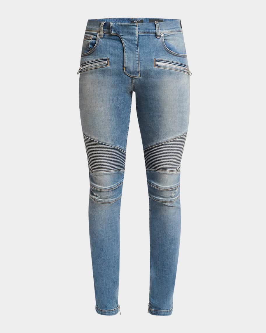 Mens Denim Biker Pants Product Image