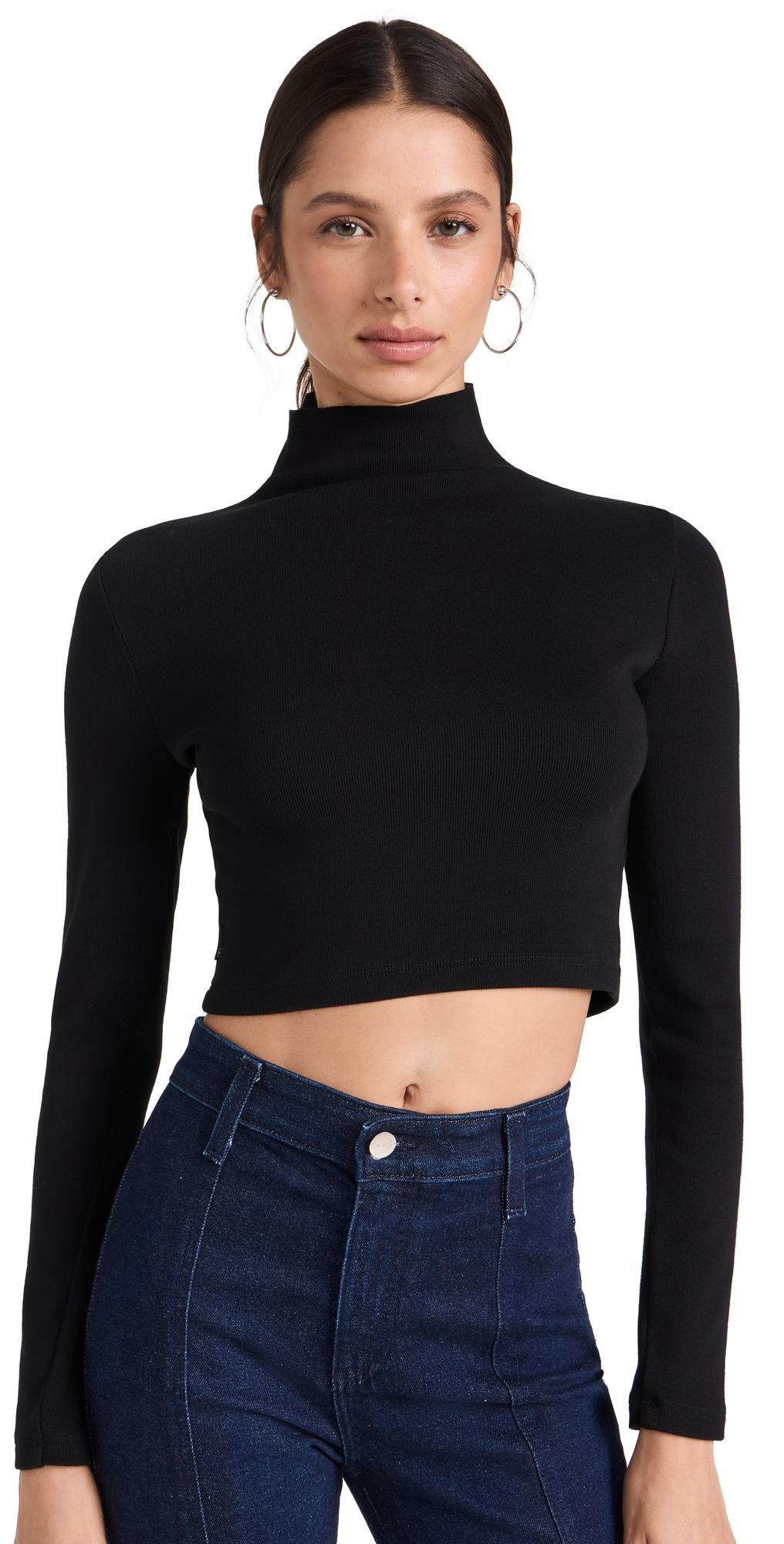 AG Jeans EmRata x AG Kathryn Slim Fit Ribbed Cropped Turtleneck (True ) Women's Clothing Product Image