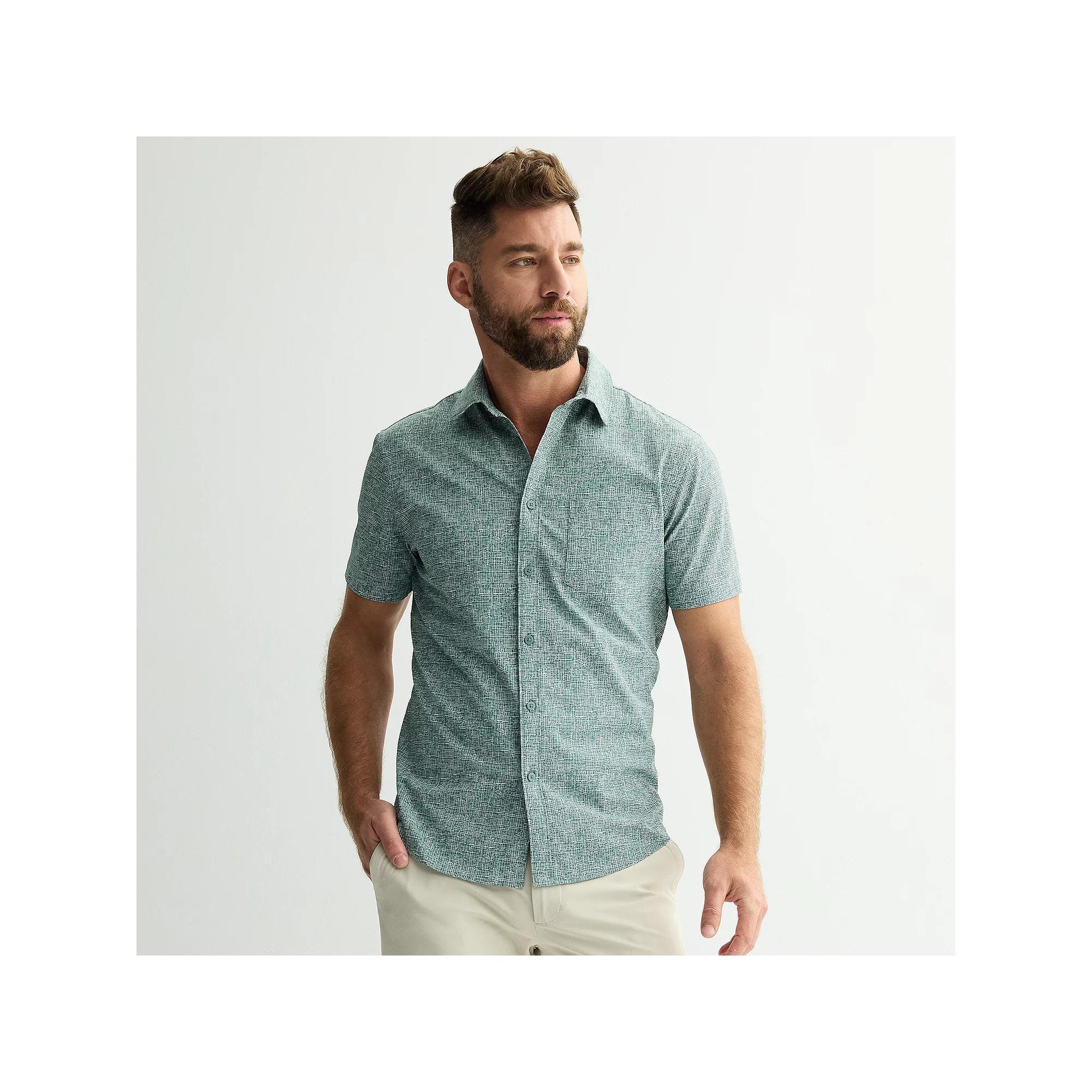 Men's FLX Slim Performance Untucked-Fit Button Down Shirt, Size: Small SLIM, Blue Beauty Product Image