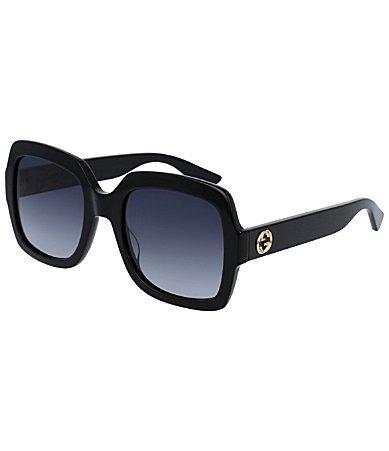 Classic Oversized Rectangular Sunglasses, Black Product Image
