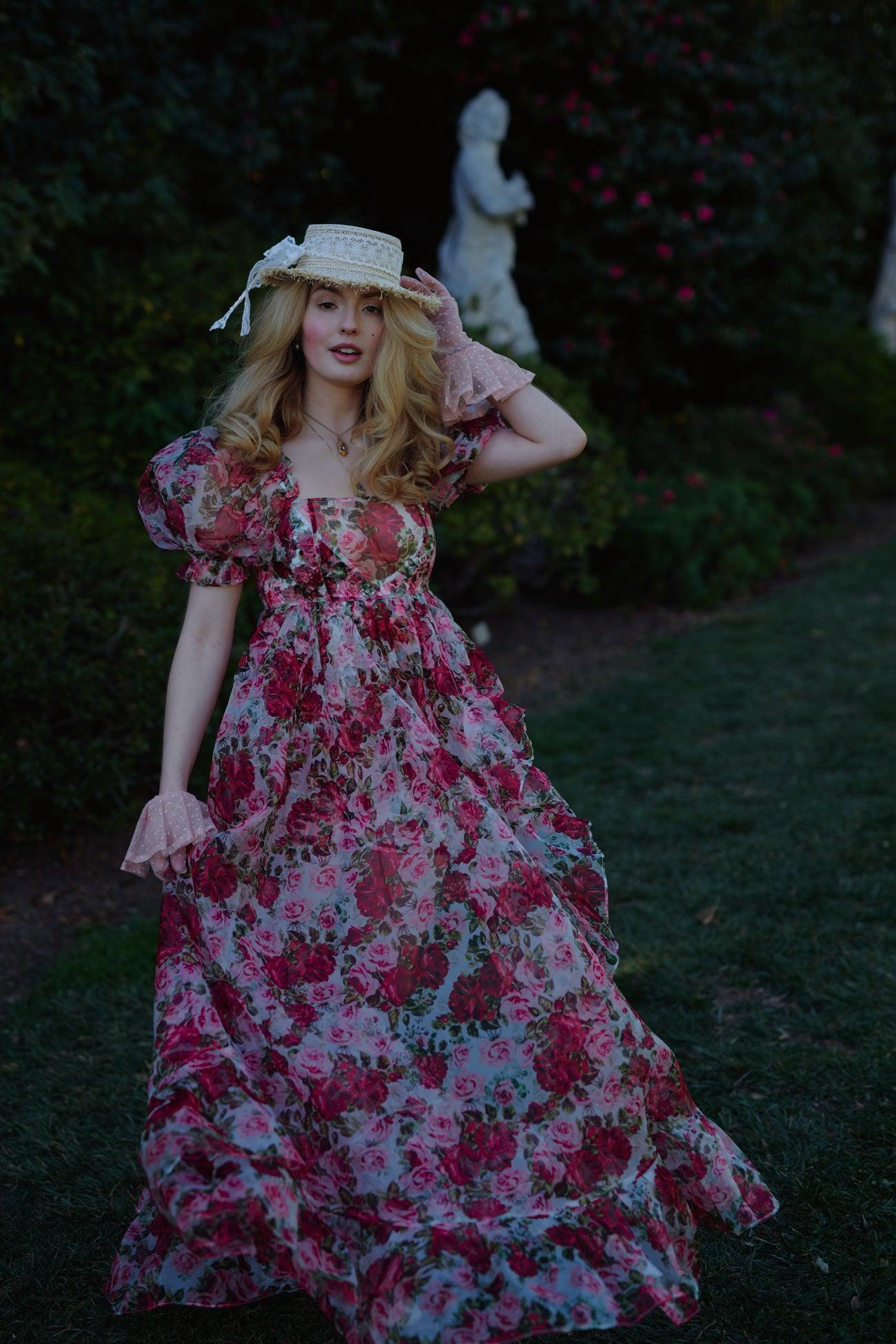 Roses Are Red Sheer Delight Ruffle Gown Product Image