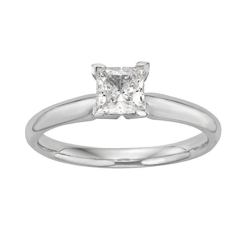 The Regal Collection Princess-Cut IGL Certified Diamond Solitaire Engagement Ring in 18k White Gold (3/4 ct. T.W.), Womens Product Image
