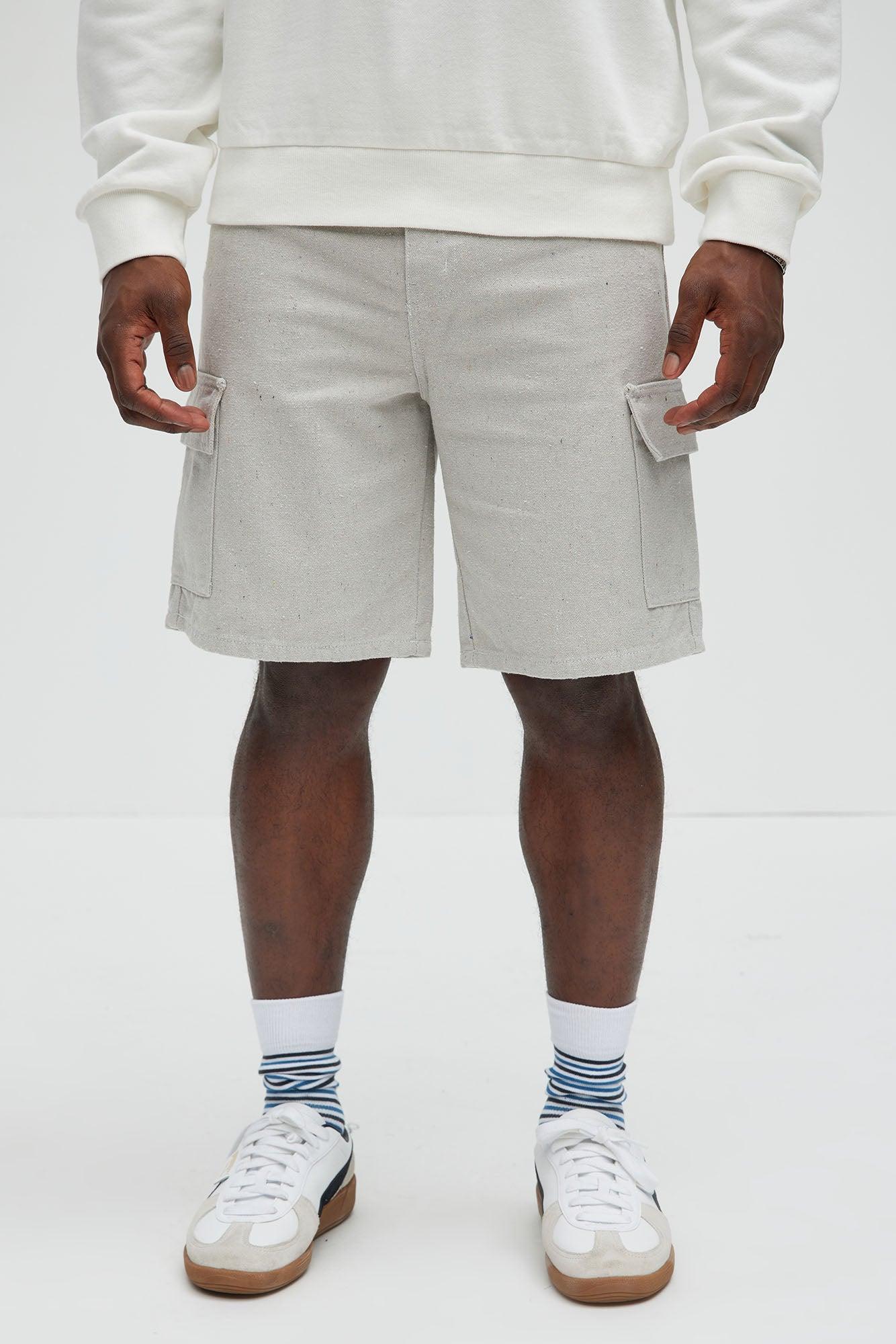 Cary Textured Relaxed Cargo Shorts - Stone Product Image