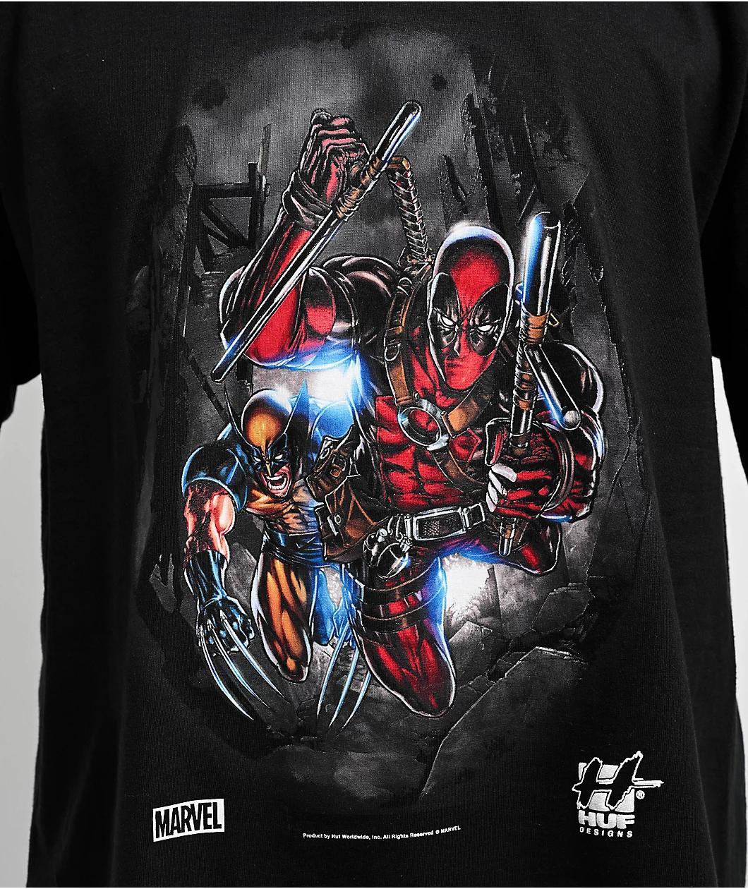 HUF x Deadpool Wolverine Black Long Sleeve T-Shirt Product Image