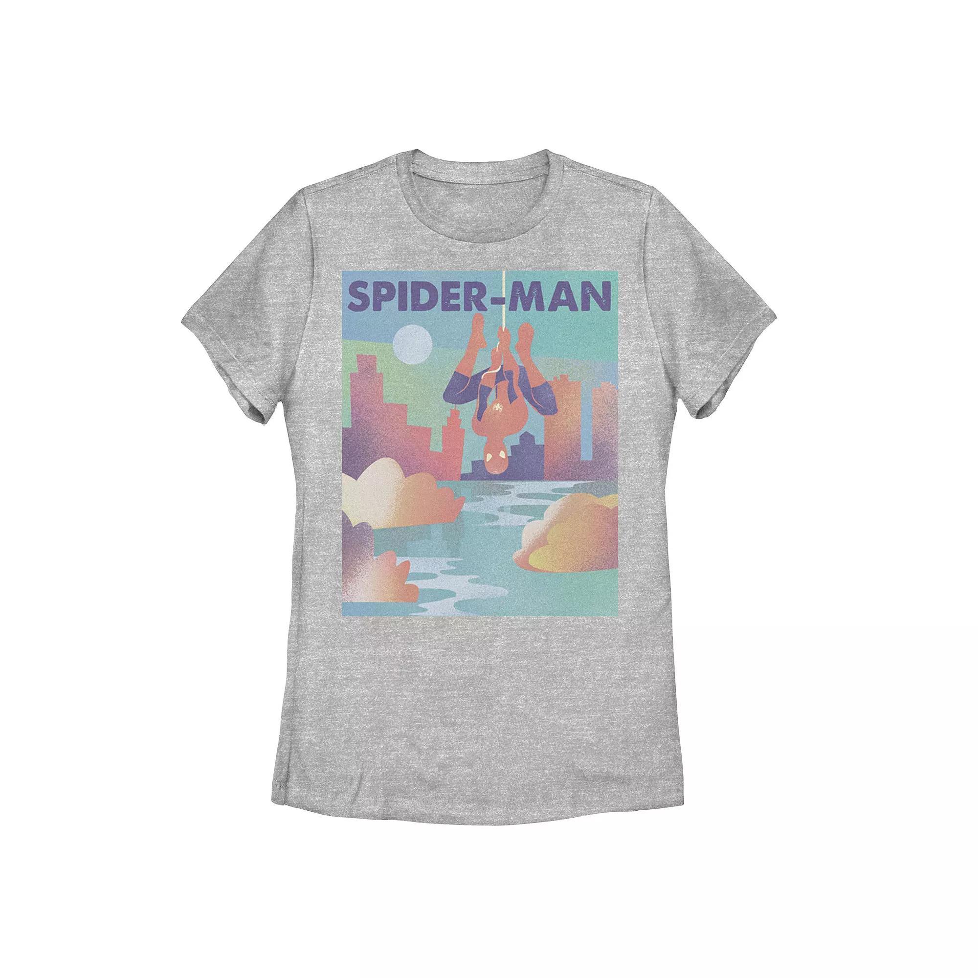 Juniors' Marvel Spider-Man City Skyline Graphic Tee, Girl's, Size: XL, Athletic Grey Product Image